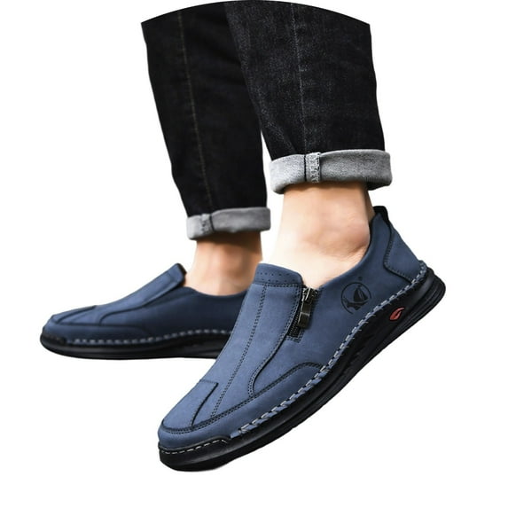 Men's Casual Lace Up Leather Shoes Comfortable Flat Sole Everyday Walking Sneakers For Outdoor And Daily Wear