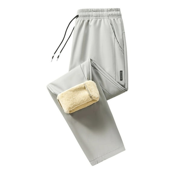 Men's Casual Lamb Wool Pants Casual Fashion Cargo Thick Jogging Bottoms with A Loose Fit Featuring Warm Lamb Ideal for Winter Sports Gray XL