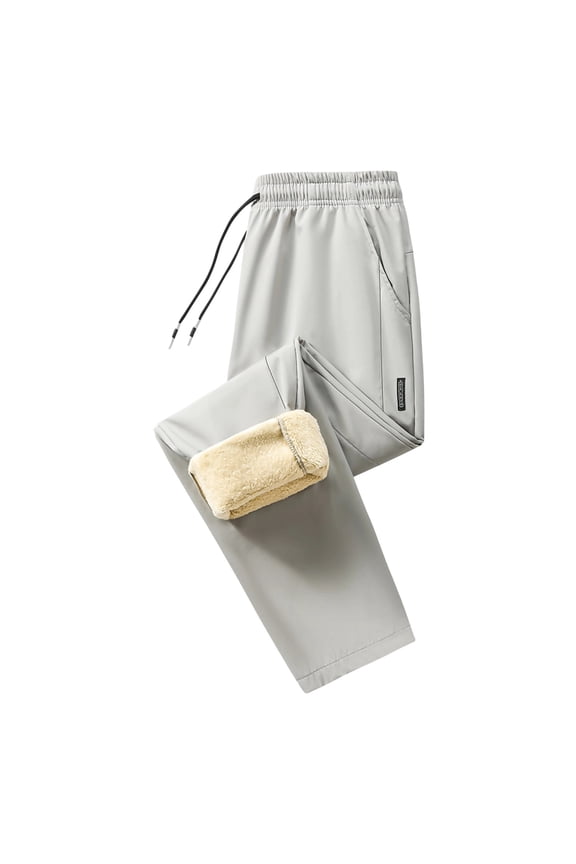 Men's Casual Lamb Wool Pants Casual Fashion Cargo Thick Jogging Bottoms with A Loose Fit Featuring Warm Lamb Ideal for Winter Sports Gray XL