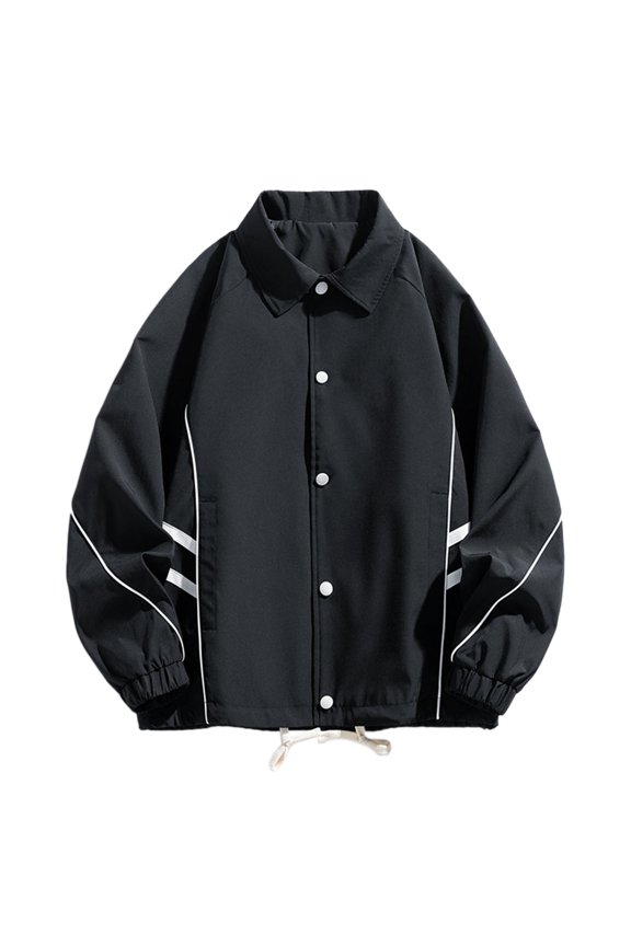 Men's Casual Lapel Windproof Jacket Lightweight Outdoor Work Wear Long Sleeve Comfortable Patchwork Coat for Daily Use