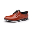 thumbnail image 1 of Mens Casual Oxfords Leather Business Office Loafers Comfortable Fashion Lace-up Formal Flat Shoes Brown 13 US, 1 of 7
