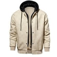 thumbnail image 1 of Men’s Casual Leather Jacke Stand Collar PU Faux Leather Zip-Up Motorcycle Bomber Jacket With Hood Fashion Casual Outdoor Coat Up to 65% off Clear!Clearance!!!, 1 of 8