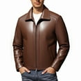 thumbnail image 1 of Men's Casual Leather Jacket Lapel Design Stylish Versatile Outerwear For Everyday Wear, 1 of 4