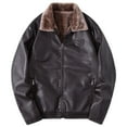 thumbnail image 1 of Men's Casual Leather Jacket Winter Warm Shearling Lined Coat Fashionable Business Casual Outerwear Windproof Cold Weather Coat, 1 of 8