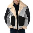thumbnail image 1 of Men's Casual Leather Jacket Winter Warm Thickened Lapel Coat Long Sleeve Padded Sheepskin Outwear Windproof Stylish Plus Size, 1 of 2