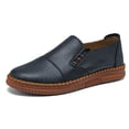 thumbnail image 1 of Men's Casual Leather Loafer Shoes Slip On Soft Breathable Handmade Stitching Fashion Shoes Lightweight Driving Dress Shoe Blue 9.5 US, 1 of 7