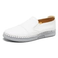 thumbnail image 1 of Men's Casual Leather Loafer Shoes Slip On Soft Breathable Handmade Stitching Fashion Shoes Lightweight Driving Dress Shoe White 9.5 US, 1 of 7