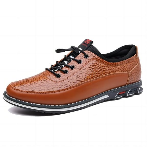 Men's Casual Leather Loafers Business Formal Comfort Driving Working Adjustable Breathable Lightweight Oxford Shoes Orange 14 US