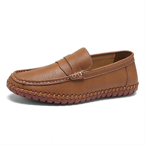 Men's Casual Leather Penny Loafers Lightweight Comfortable Fashion Slip-on Moccasins for Walking Business Driving Shoes Brown 9 US