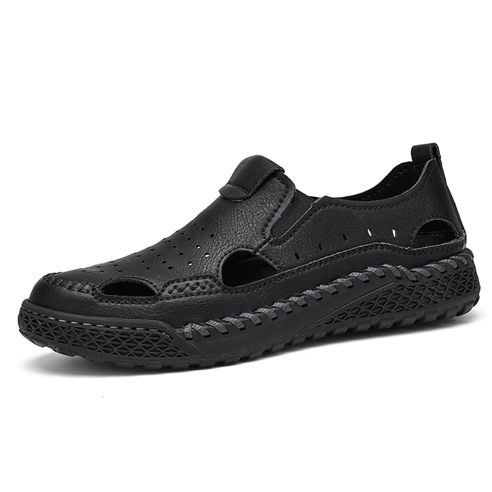 Blue Men's Leather Closed Toe Outdoor Sandals