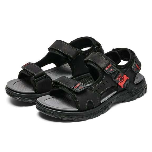 Men's Casual Leather Sandals Open Toe Hiking Sandals for Men Arch Support Summer Outdoor Beach Athletic Sandal Lightweight