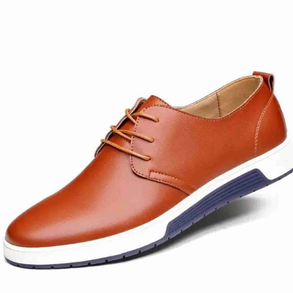 Men's Casual Leather Shoes, Lightweight & Breathable Dress Sneakers for Business, Breathable Lace-Up Dress Shoes for Office, (Multiple Colors)