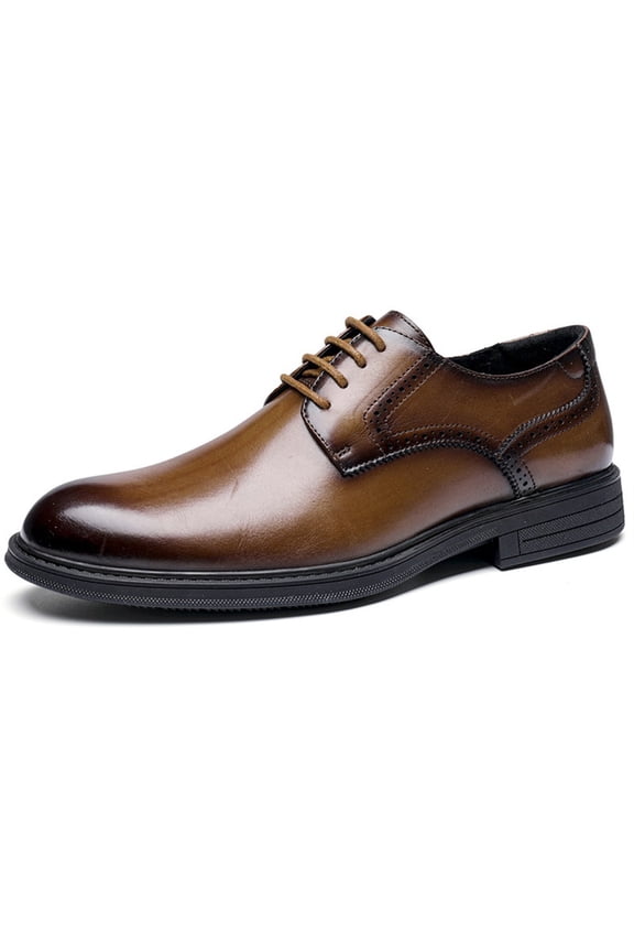 Men's Casual Leather Shoes Men's Genuine Leather Simple Big Head Men's Leather Shoes Cowhide Dress Gentleman Business Shoes