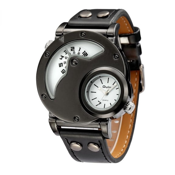 Men's Casual Leather Strap Quartz Sports Wristwatch for Men