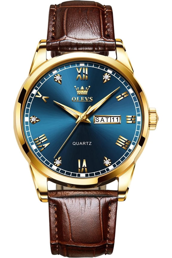 Men's Casual Leather Watch, Easy to Read Three-Hand Analog Stainless Steel Watches for Men, Minimalist Day Date  Luminous Mens Quartz Wristwatch