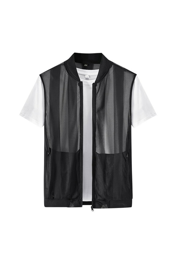 Men's Casual Lightweight Breathable Mesh Cycling Travel Zip Vests Outdoor Hiking Travel Quick Dry Gilet Outerwear
