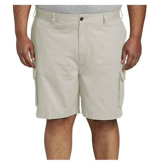 Men's Casual Lightweight Cotton Utility Button Flap Cargo Pockets Work Shorts (48, Khaki)