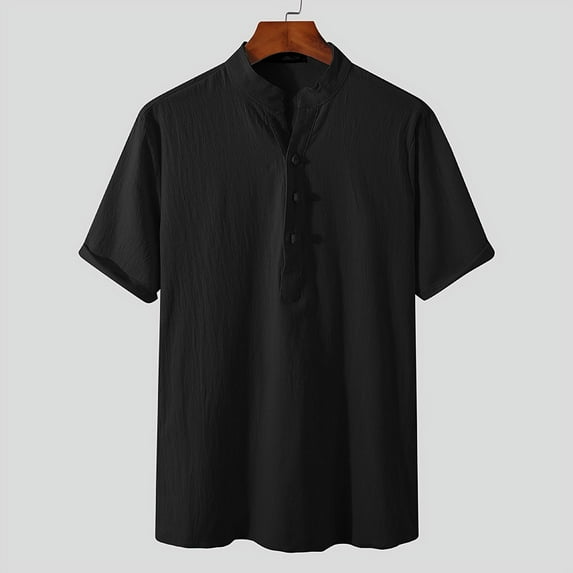 Men's Casual Lightweight Half Sleeve Short Sleeve Buttons Tee Shirt