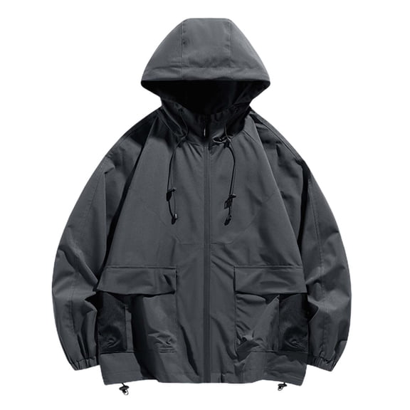 Men's Casual Lightweight Hooded Hardshell Jacket Outdoor Windbreaker Breathable Mountaineering Coat