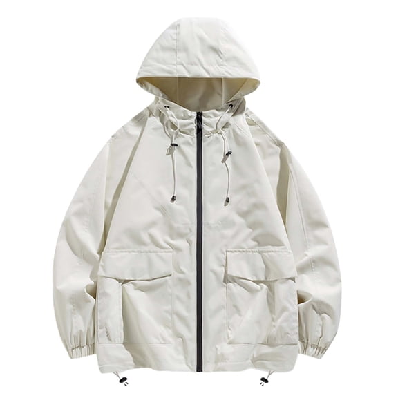 Men's Casual Lightweight Hooded Hardshell Jacket Outdoor Windbreaker Breathable Mountaineering Coat