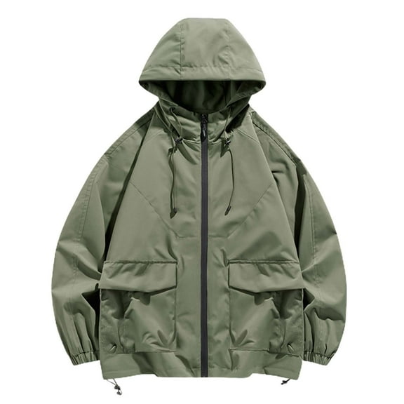 Men's Casual Lightweight Hooded Hardshell Jacket Outdoor Windbreaker Breathable Mountaineering Coat