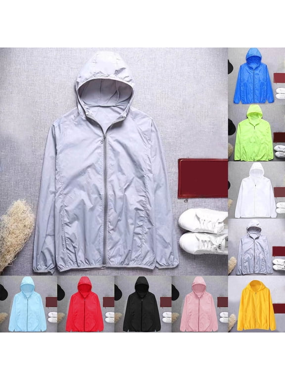 Men's Casual Lightweight Jacket Hooded Long Sleeve Loose Fit Outdoor Hiking Tooling Mountaineering Coat Top Nylon Travel Fishing Golf Work Gear | JASKFLY,Sky Blue L
