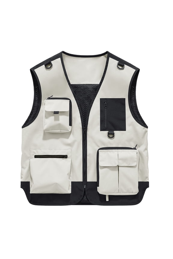 Men's Casual Lightweight Outdoor Fishing Work Safari Travel Photo Cargo Vest Jacket Multi Pockets