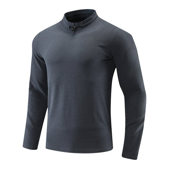 Men's Casual Lightweight Pullover Sweatshirt Fashion Long Sleeve Solid Color Turtleneck Tops Fall Slim Fit T-Shirts (Blue 3XL)