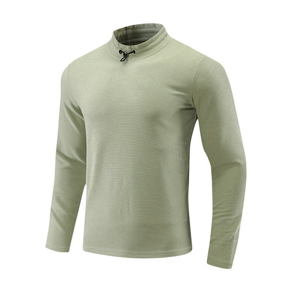 Men's Casual Lightweight Pullover Sweatshirt Fashion Long Sleeve Solid Color Turtleneck Tops Fall Slim Fit T-Shirts (Green XL)