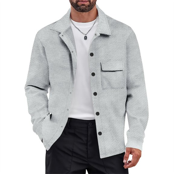 Men's Casual Lightweight Quilted Jacket with Snap Button Closure, Long Sleeve, and Chest Pocket Perfect for Layering