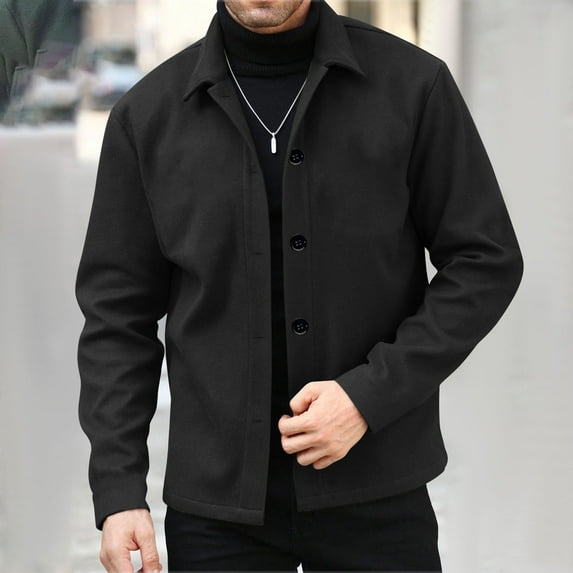 Men's Casual Lightweight Shirt Jacket Work Shacket Jackets Military Button Down Overshirt With Pockets Black XXL