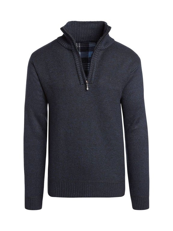Men's Casual Lightweight Warm Winter Outwear Half Zip Fleece Sweater Jacket Coat - Navy Blue Jacket - S