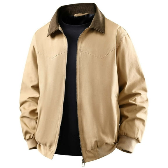 Men's Casual Lightweight Workwear Jacket Loose Fit Unisex Spring Autumn Fashion Outerwear With Lapel Comfortable Daily Wear