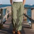 thumbnail image 1 of Men's Casual Linen-Look Cotton Blend Drawstring Waist Wide Leg Lounge Pants, 1 of 9