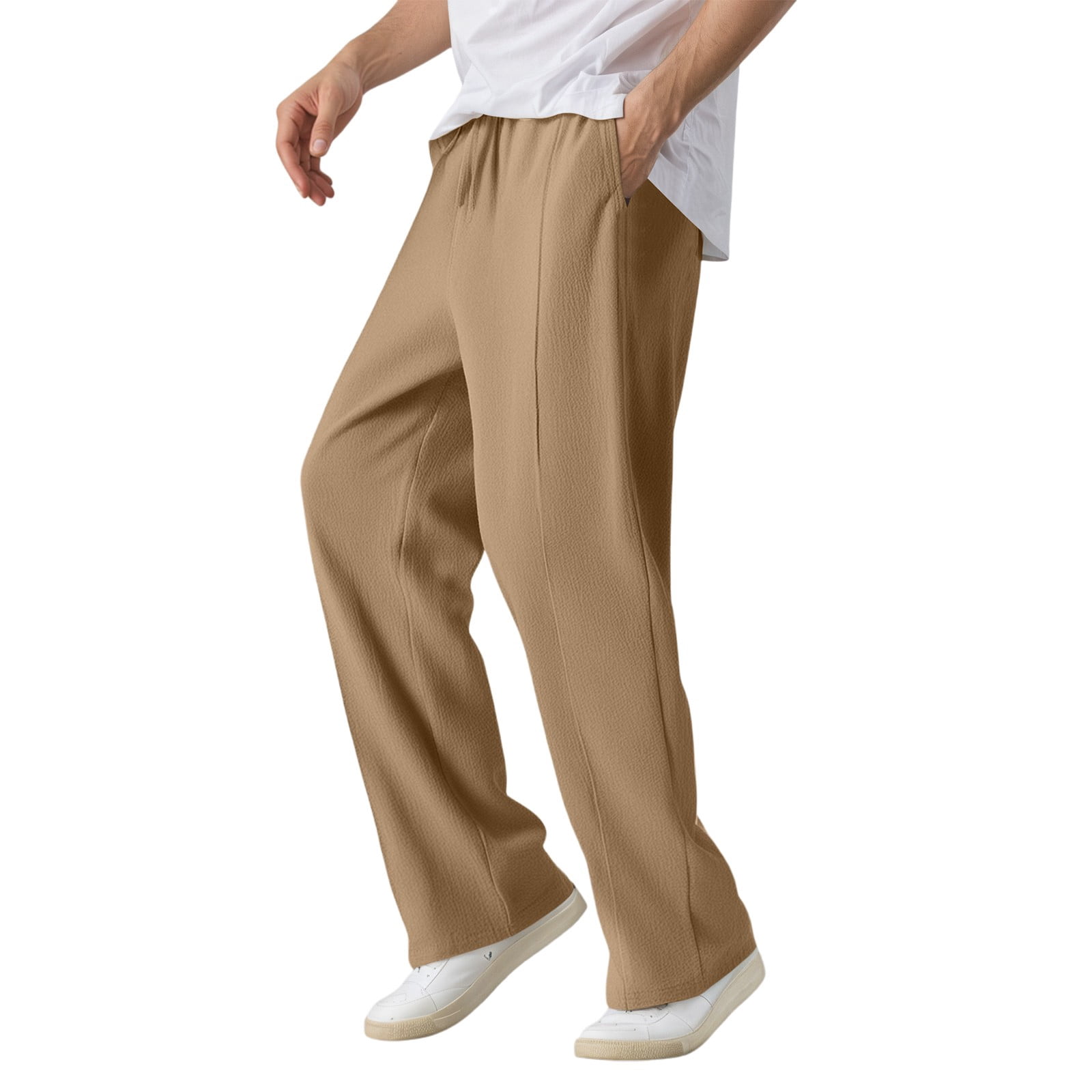 Men's Casual Linen Pants Breathable Lightweight Summer Trousers