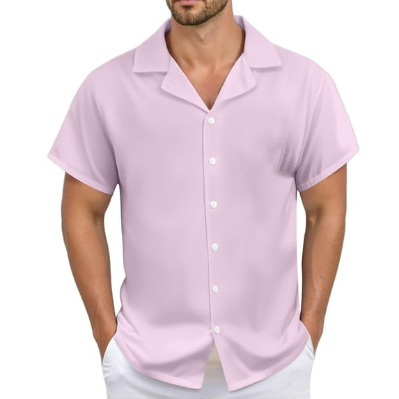 Men's Casual Linen Shirt Relaxed Fit Cuban Collar Button Down Summer Comfortable Breathable Daily Wear Outfits Lightweight Men's Loose Fit Casual Fashion Shirt