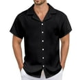 thumbnail image 1 of Men's Casual Linen Shirt Relaxed Fit Cuban Collar Button Down Summer Comfortable Breathable Daily Wear Outfits Lightweight Men's Loose Fit Casual Fashion Shirt, 1 of 5