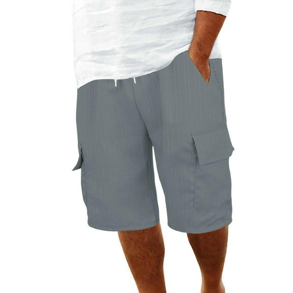 Men's Casual Linen Shorts Summer Beach Comfortable Lightweight Stretch Loose Fit Plain Striped Sports Trousers with Large Pockets Pants for Men 2025 Summer Casual Loose Fit