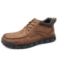 thumbnail image 1 of Men's Casual Loafer Lace-Up Non-Slip Soft Sole Flat Comfort Microfiber Upper Lightweight Travel Walking Slip On Shoes Brown 6.5 US, 1 of 7