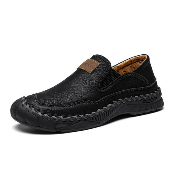 Men's Casual Loafer Slip On Comfort Soft Lightweight Business Driving Travel Walking Flat Non-Slip Sole Shoe Black 7 US