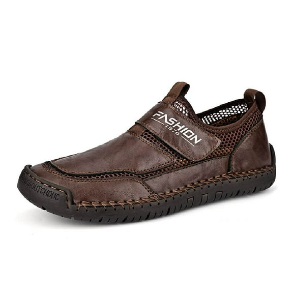 Men's Casual Loafers Breathable Non-slip Driving Shoes Comfortable Walking Shoes Business Leather Shoes Gray 7 US