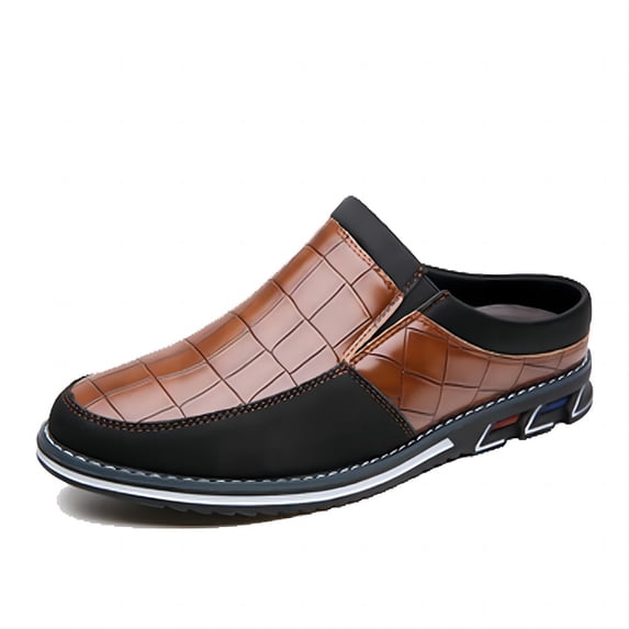 Men's Casual Loafers Fashion Simple Leather Walking Oxford Breathable Comfortable Slip-On Slippers Brown 7 US