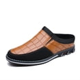 thumbnail image 1 of Men's Casual Loafers Fashion Simple Leather Walking Oxford Breathable Comfortable Slip-On Slippers Orange 9 US, 1 of 7