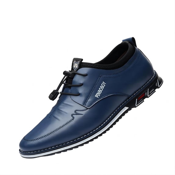 Men's Casual Loafers Leather Comfortable Outdoor Breathable Oxfords Lightweight Driving Moccasin Business Dress Shoes Blue 10 US