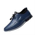 thumbnail image 1 of Men's Casual Loafers Leather Comfortable Outdoor Breathable Oxfords Lightweight Driving Moccasin Business Dress Shoes Blue 9 US, 1 of 7