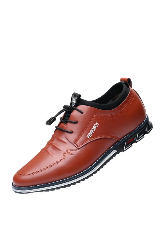 Men's Casual Loafers Leather Comfortable Outdoor Breathable Oxfords Lightweight Driving Moccasin Business Dress Shoes Orange 8.5 US