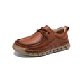 thumbnail image 1 of Men's Casual Loafers Leather Vintage Formal Flat Shoes Lightweight Driving Shoes Non-Slip Work Walking Shoes Brown 11 US, 1 of 7