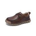 thumbnail image 1 of Men's Casual Loafers Leather Vintage Formal Flat Shoes Lightweight Driving Shoes Non-Slip Work Walking Shoes Yellow 9.5 US, 1 of 7