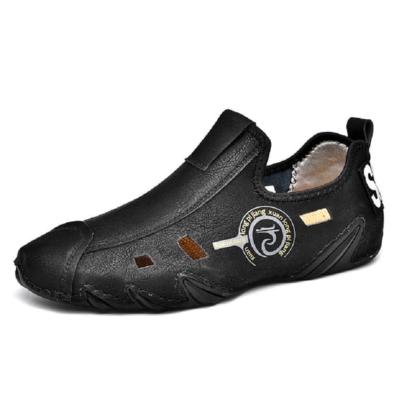 Men's Casual Loafers Non-slip Comfortable Breathable Driving Shoes Adjustable Summer Waterproof Cushioning Beach Shoes Black 9 US