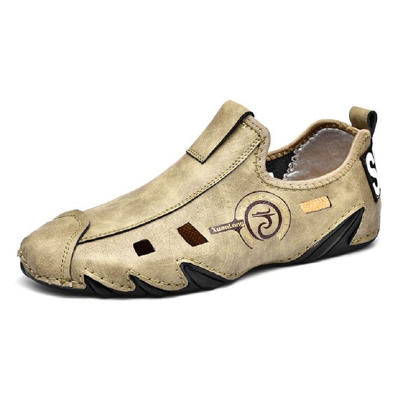 Men's Casual Loafers Non-slip Comfortable Breathable Driving Shoes Adjustable Summer Waterproof Cushioning Beach Shoes Brown 12 US